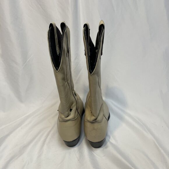 Capezio Cowboy Boots Leather Vintage 1970's Cream with Black Arrow Size 7.5 - Picture 3 of 14